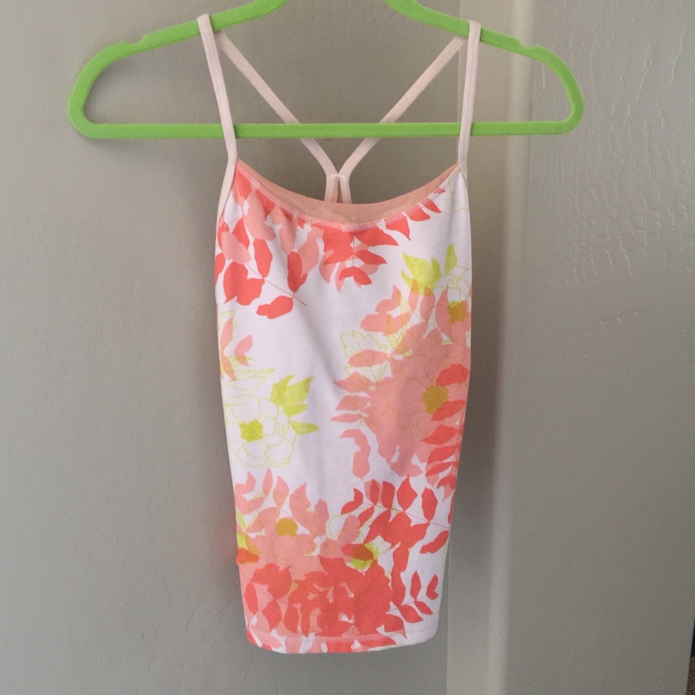 lululemon athletica Floral Print Tank Top in White, Coral & Yellow